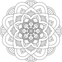 Easy Mandala coloring book simple and basic for beginners, seniors and children. Set of Mehndi flower pattern for Henna drawing and tattoo. Decoration in ethnic oriental, Indian style.