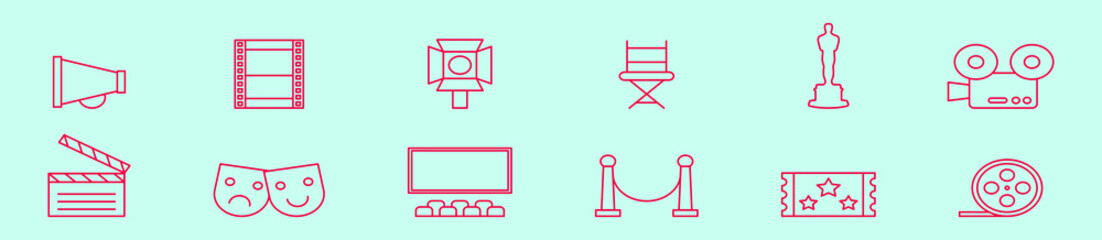 set of movie. cartoon icon design template with various models. vector illustration isolated on blue background