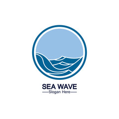 Water wave logo template icon vector illustration design. Wave In Circle Shape