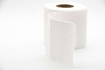 Detail of white toilet paper on white background