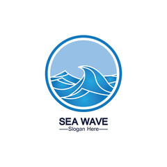 Water wave logo template icon vector illustration design. Wave In Circle Shape