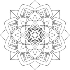 Easy Mandala coloring book simple and basic for beginners, seniors and children. Set of Mehndi flower pattern for Henna drawing and tattoo. Decoration in ethnic oriental, Indian style.