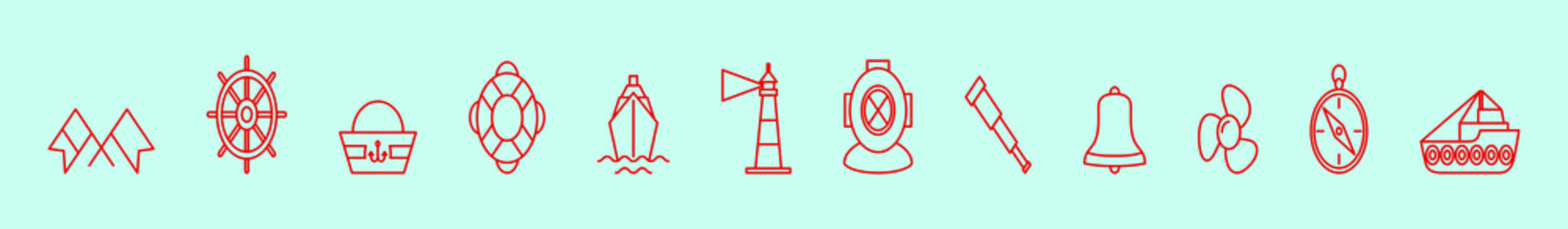 nautical and navigation. cartoon icon design template with various models. vector illustration isolated on blue background