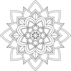 Easy Mandala coloring book simple and basic for beginners, seniors and children. Set of Mehndi flower pattern for Henna drawing and tattoo. Decoration in ethnic oriental, Indian style.
