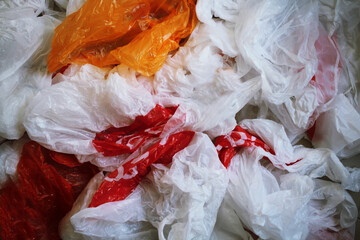 A bunch of plastic non-recyclable bags