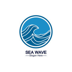 Water wave logo template icon vector illustration design. Wave In Circle Shape