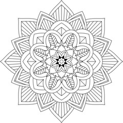 Easy Mandala coloring book simple and basic for beginners, seniors and children. Set of Mehndi flower pattern for Henna drawing and tattoo. Decoration in ethnic oriental, Indian style.