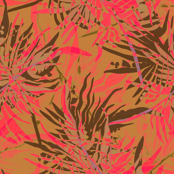 Fir branches seamless pattern.Image on white and colored background