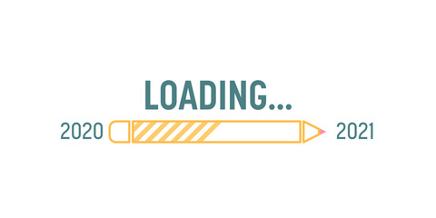 Obraz premium Loading bar for 2021 goal planning business concept, vector illustration for graphic design, flat style