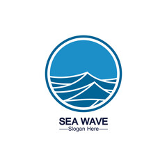 Water wave logo template icon vector illustration design. Wave In Circle Shape