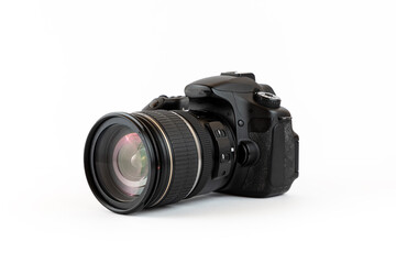 Fototapeta premium Reflex camera professional. Front view of the side of the camera.