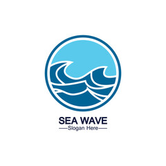 Water wave logo template icon vector illustration design. Wave In Circle Shape