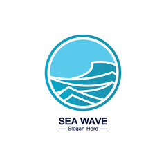 Water wave logo template icon vector illustration design. Wave In Circle Shape