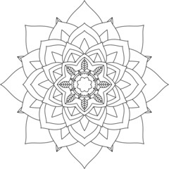 Easy Mandala coloring book simple and basic for beginners, seniors and children. Set of Mehndi flower pattern for Henna drawing and tattoo. Decoration in ethnic oriental, Indian style.