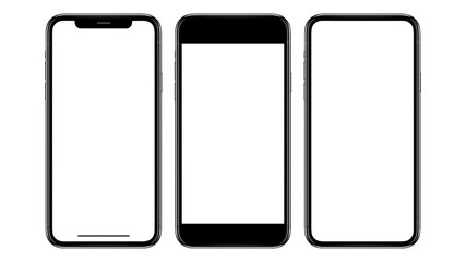New realistic mobile phone smartphone mockup with blank screen isolated on white background, mockup model similar to iPhonex isolated Background of ai digital investment economy. HD