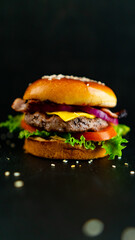hamburger on a table
