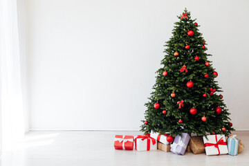Fototapeta na wymiar New Year's Eve home Christmas tree toys holiday December