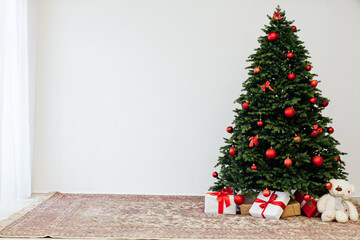 Fototapeta na wymiar New Year's Eve home Christmas tree toys December