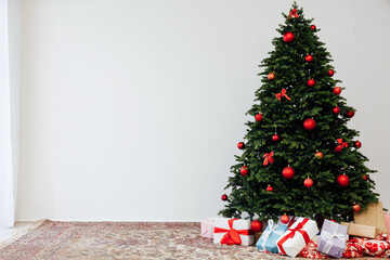Fototapeta na wymiar New Year's Eve home Christmas tree toys December