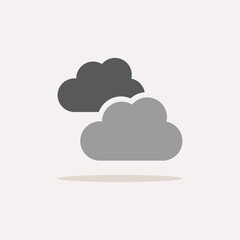 Clouds. Overcast. Color icon with shadow. Weather vector illustration