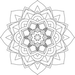 Easy Mandala coloring book simple and basic for beginners, seniors and children. Set of Mehndi flower pattern for Henna drawing and tattoo. Decoration in ethnic oriental, Indian style.
