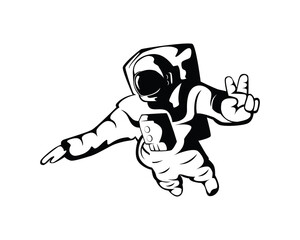 Astronaut Illustration with Silhouette Style