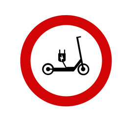 No electric scooter in this area area, prohibition sign.