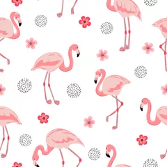 Printed roller blinds Flamingo Flamingo seamless pattern. Vector background design with flamingos and flowers for wallpaper, fabric, textile.