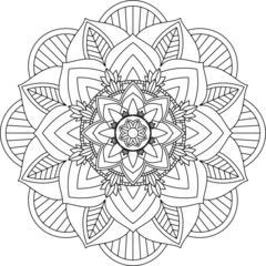 Easy Mandala coloring book simple and basic for beginners, seniors and children. Set of Mehndi flower pattern for Henna drawing and tattoo. Decoration in ethnic oriental, Indian style.