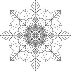 Easy Mandala coloring book simple and basic for beginners, seniors and children. Set of Mehndi flower pattern for Henna drawing and tattoo. Decoration in ethnic oriental, Indian style.