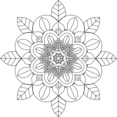 Easy Mandala coloring book simple and basic for beginners, seniors and children. Set of Mehndi flower pattern for Henna drawing and tattoo. Decoration in ethnic oriental, Indian style.