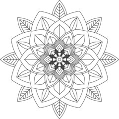 Easy Mandala coloring book simple and basic for beginners, seniors and children. Set of Mehndi flower pattern for Henna drawing and tattoo. Decoration in ethnic oriental, Indian style.