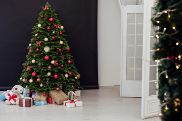 decor new year presents Christmas tree interior holiday
