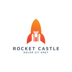 rocket and castle negative space logo design