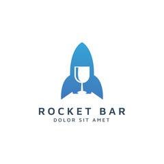 rocket and bar negative space logo design