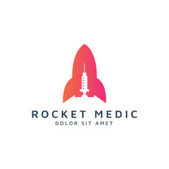 rocket and medical negative space logo design