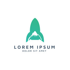 rocket and mountain negative space logo design