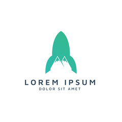 rocket and mountain negative space logo design