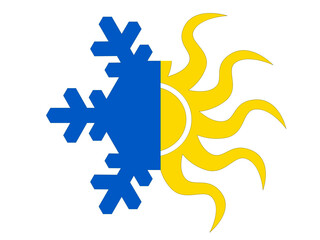 Schnee und Sonne Vektor Zeichen isoliert