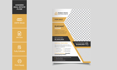 Classy Elegant Modern Real Estate Property Interior Design Flyer Template