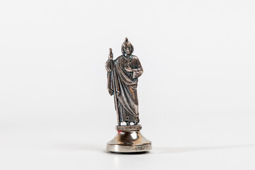 Religious images. Sculpture, statuette of St. Jude Thaddeus on a white background.