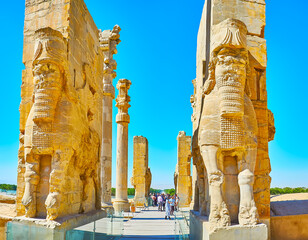 The ruined gate of Persepolis, Iran