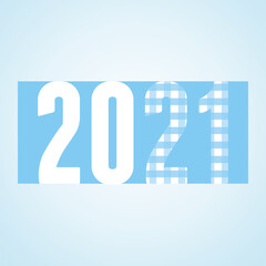 2021 happy new year, number with blue checkered background