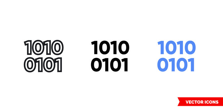 Data icon of 3 types color, black and white, outline. Isolated vector sign symbol.