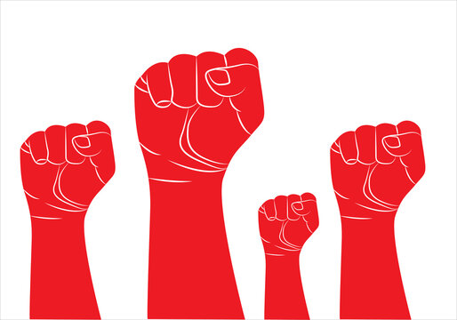 Pu&ntilde;os alzados rojos en contra del vih.