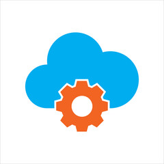 cloud with setting gear. Concept of cloud network setting. vector icon concept.