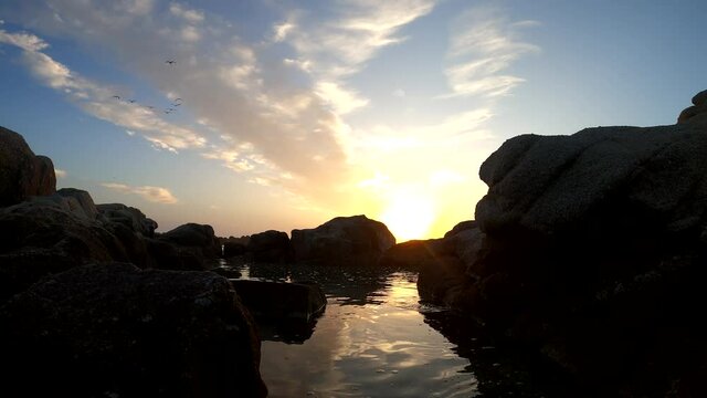 Tide pools at Asilomar State Beach in Monterey Bay, California. Relaxing nature video in 4K.