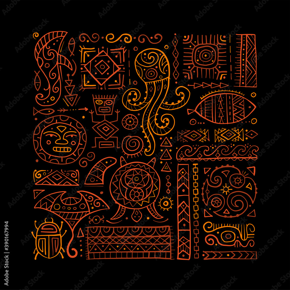 Sticker ethnic handmade ornament for your design. polynesian style