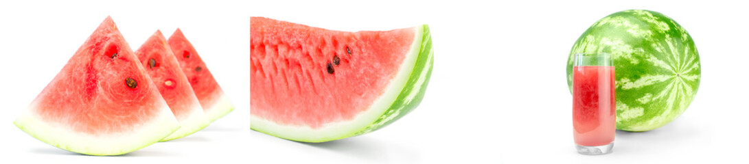 Set of Green watermelon on a isolated white background