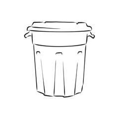 Sketched empty trash bin desktop icon. Doodle design element in vector, trash can vector sketch illustration